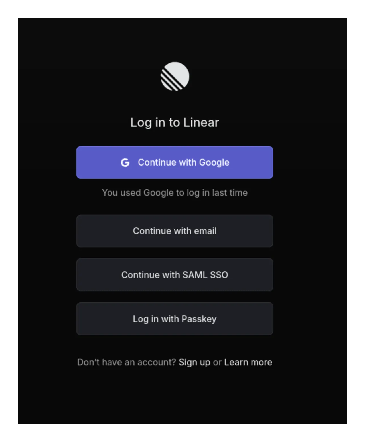 Linear signup page