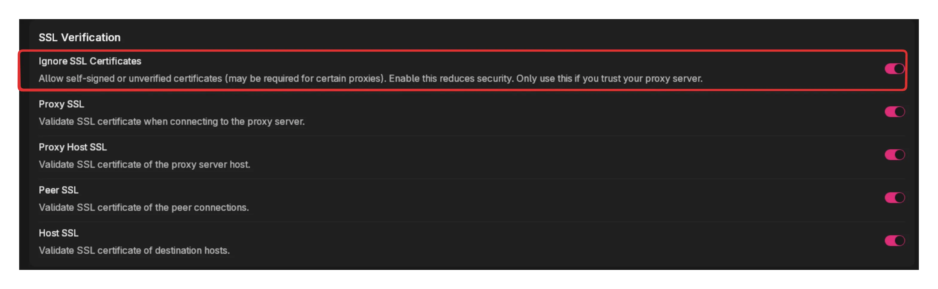 Ignore SSL Certificates